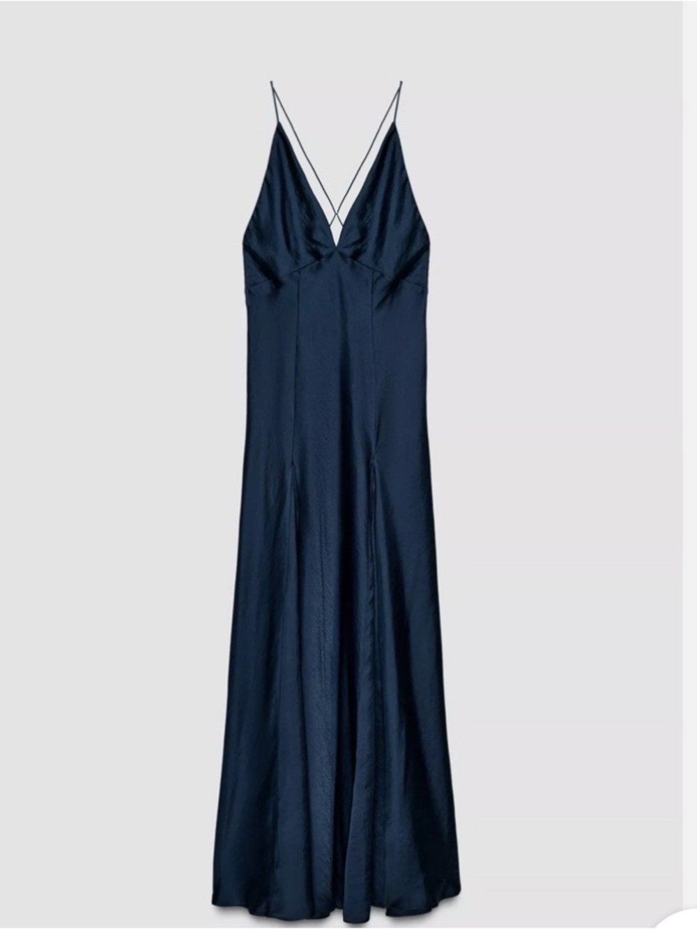 Zara NWT satin effect maxi dress dark navy 9763/987 - Picture 5 of 11